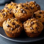 A delicious plate of Chocolate Chip Pumpkin Muffins