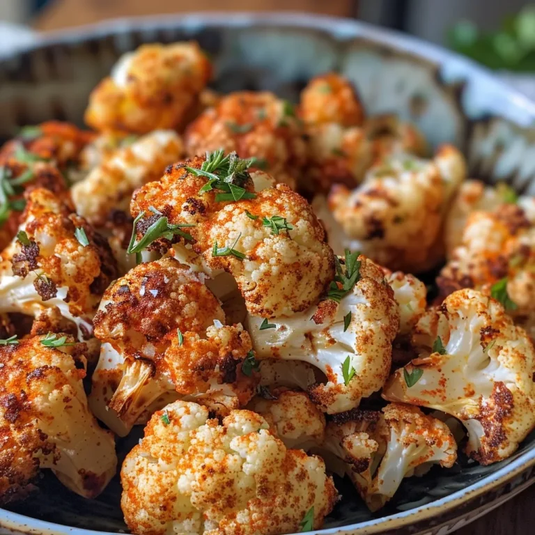 Elevate Your Snack Game: Irresistibly Spicy Air Fryer Cauliflower Bites in 25 Minutes Juicy, spicy cauliflower bites ready to be enjoyed, showcasing their texture.