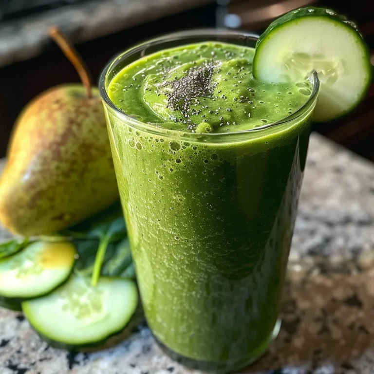 Fresh green smoothie made with avocado and apple, garnished with a lime wedge.