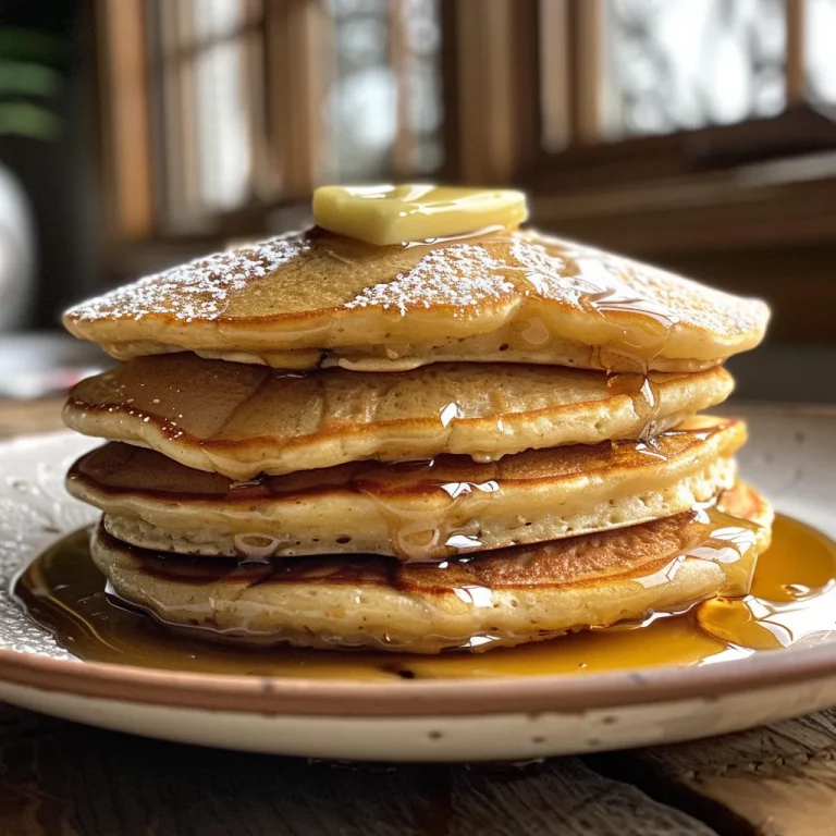 Juicy vegan pancakes on a plate, highlighting their texture and color.