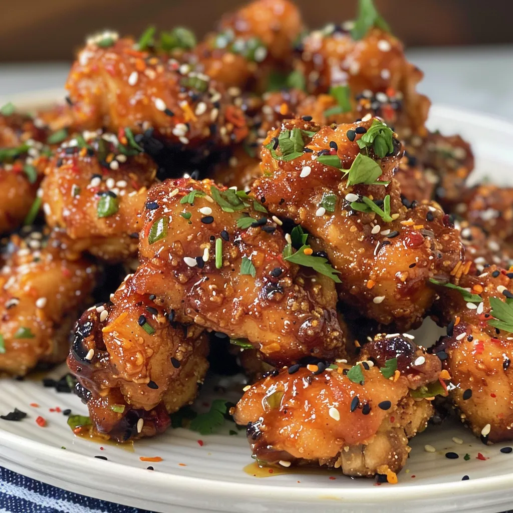 Air Fryer Hot Honey Chicken Bites served with a crispy coating, highlighting the glistening honey glaze.