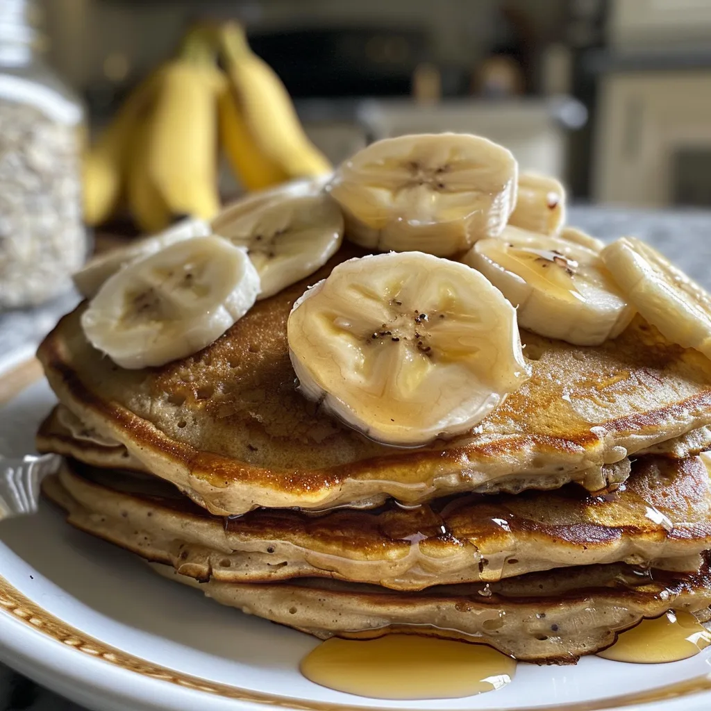 Detailed shot of freshly made banana pancakes, highlighting their moist interior.