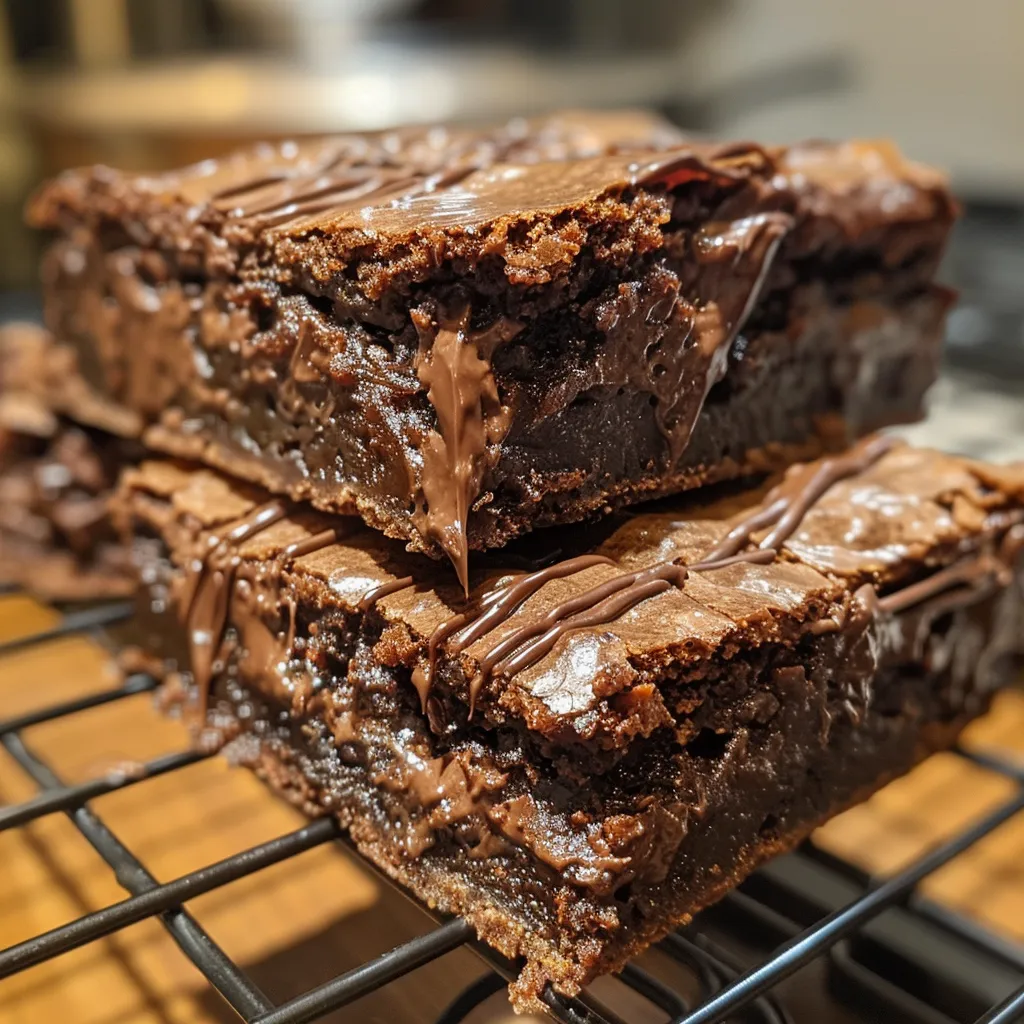 Indulgent brownie displayed on a light background, emphasizing its gooey interior.