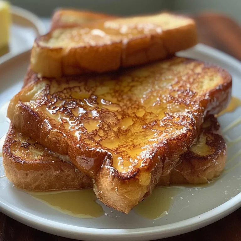 Delicious classic French toast on a plate with a golden-brown exterior.