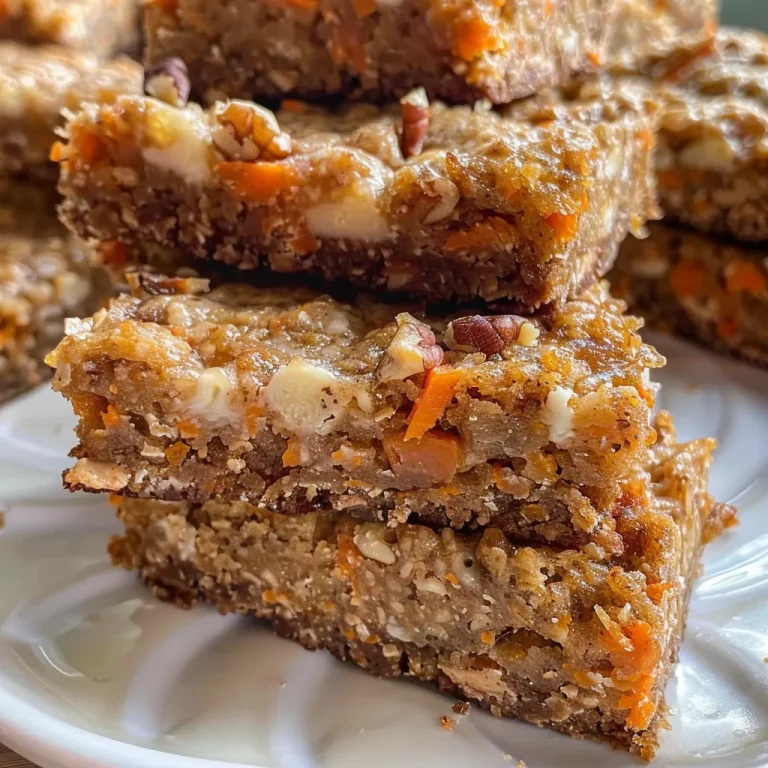 Freshly baked carrot cake bars on a rustic wooden surface, highlighting their vibrant orange color.