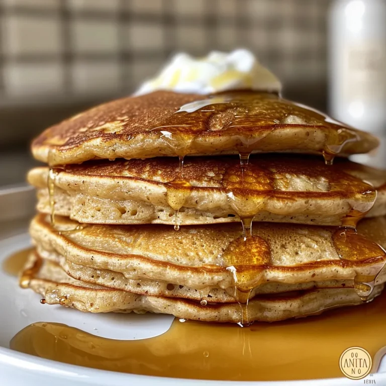 Elevate Your Breakfast: The Ultimate Fluffy Oat Flour Pancakes Recipe Deliciously fluffy pancakes drizzled with maple syrup on a wooden table.