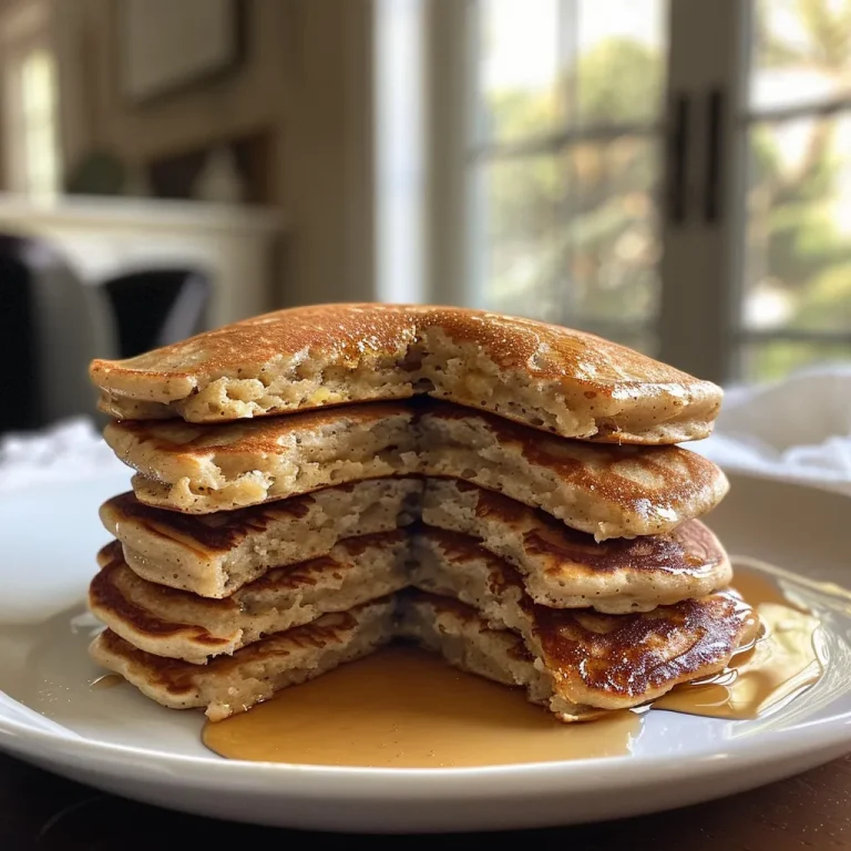 Elevate Your Breakfast Game with Fluffy Protein Pancakes A mouthwatering view of protein pancakes, with golden edges and a sprinkle of cinnamon.