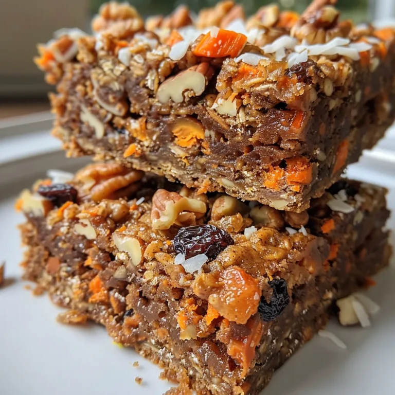 Colorful carrot cake bars with grated carrots and coconut on a plate.