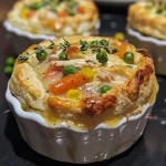 A selection of individual mini chicken pot pies with flaky crusts.