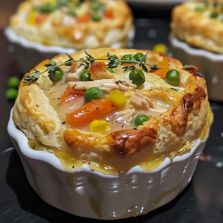 Cozy Comfort in Every Bite: Crafting Mini Chicken Pot Pies at Home A selection of individual mini chicken pot pies with flaky crusts.