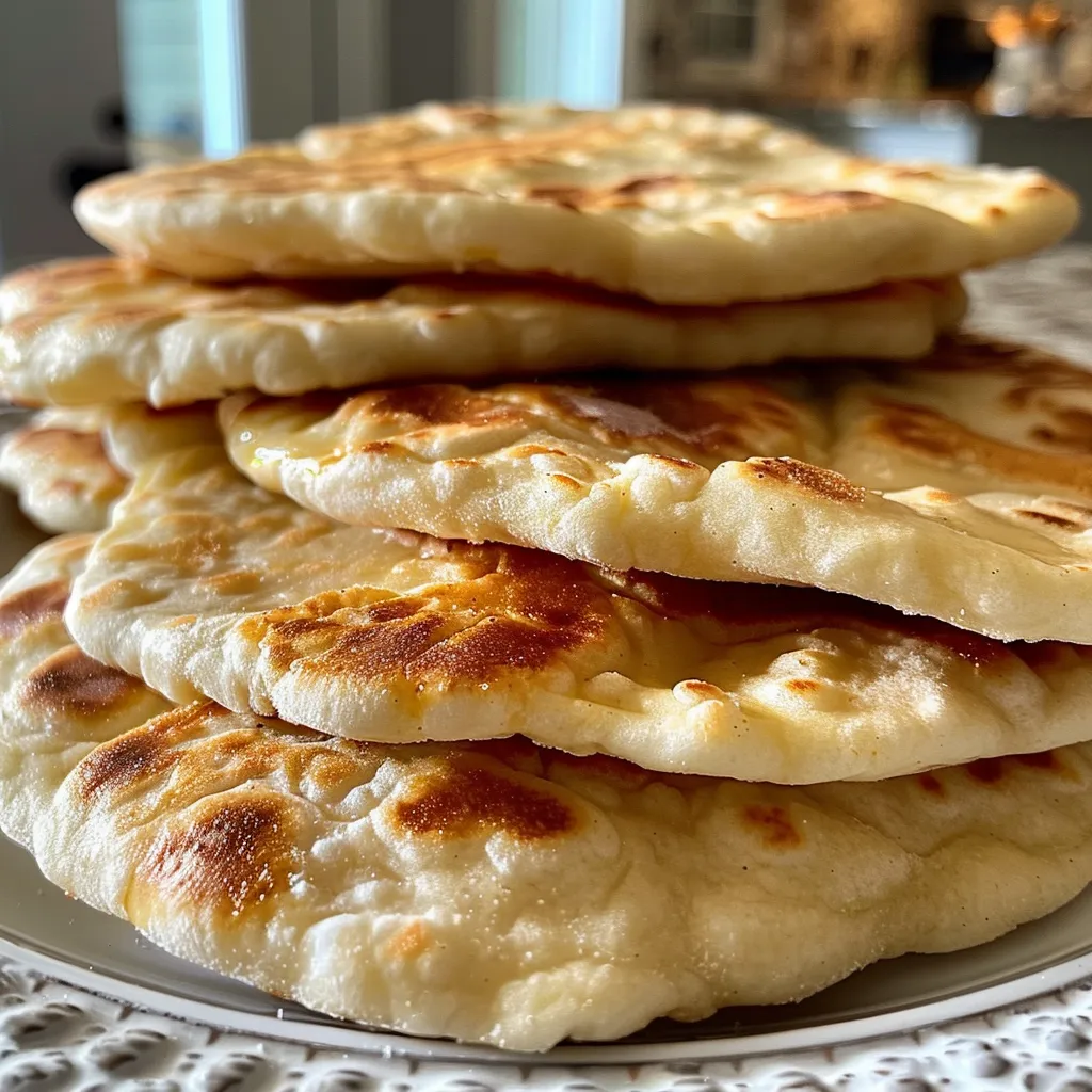 Juicy homemade pita bread, highlighting its round shape and baked surface.
