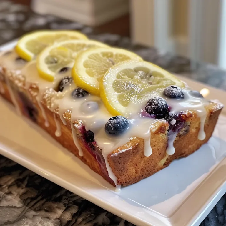 Brighten Your Day with a Lemon Blueberry Yogurt Loaf Delight A delectable slice of Lemon Blueberry Yogurt Loaf showcasing its fluffy texture and vibrant blueberries.
