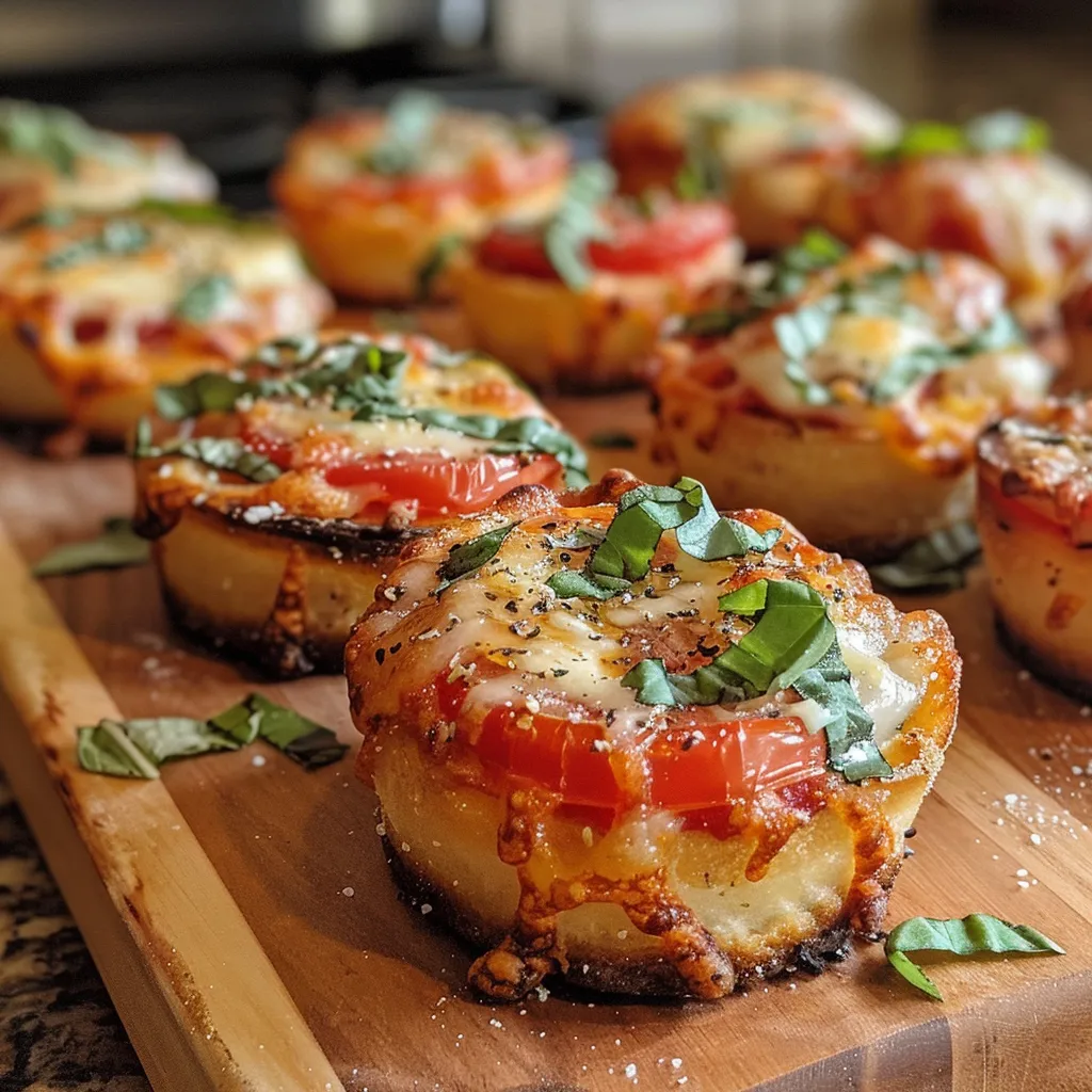 A tempting arrangement of Mini Veggie Pizza Bites showcasing fresh ingredients.