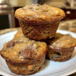 Delicious gluten-free banana muffins displayed on a rustic wooden surface.