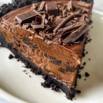 Delicious No-Bake Chocolate Tart showcasing a smooth chocolate exterior.