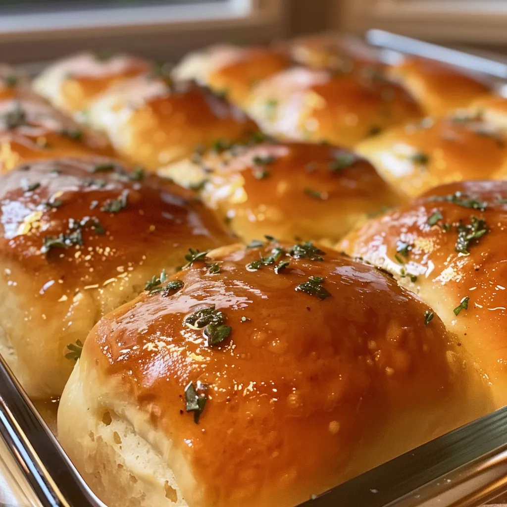 Delicious no yeast dinner rolls arranged neatly on a wooden surface.