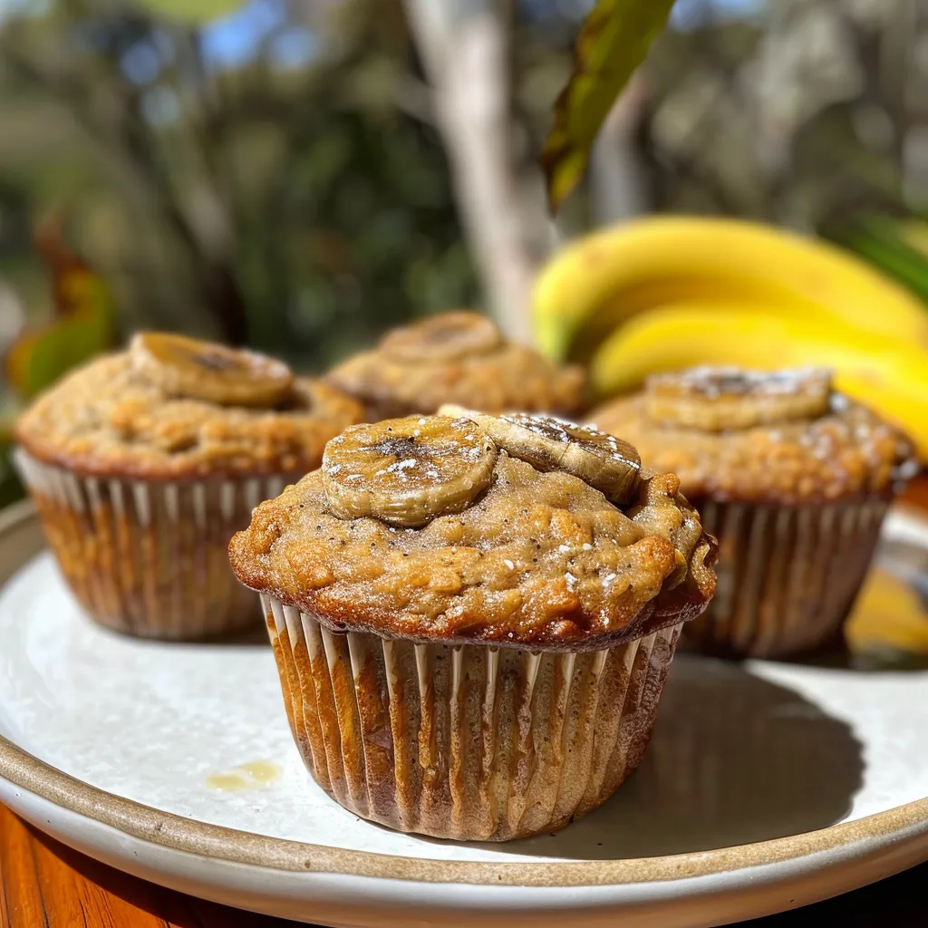 Delicious oat flour banana muffins with a rich, golden crust and moist interior.