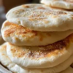 Detailed image of warm pita bread, emphasizing its rustic appearance and inviting color.