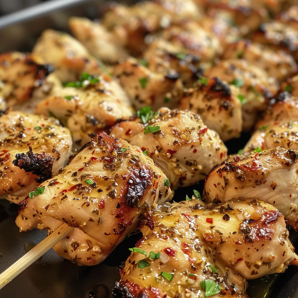 Appetizing Ranch Garlic Parmesan Chicken Skewers ready to serve.