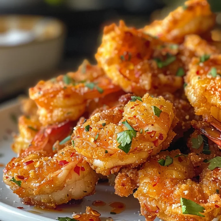 Elevate Your Dinner with Crispy Air Fryer Bang Bang Shrimp Side view of golden-brown Air Fryer Bang Bang Shrimp ready to eat.