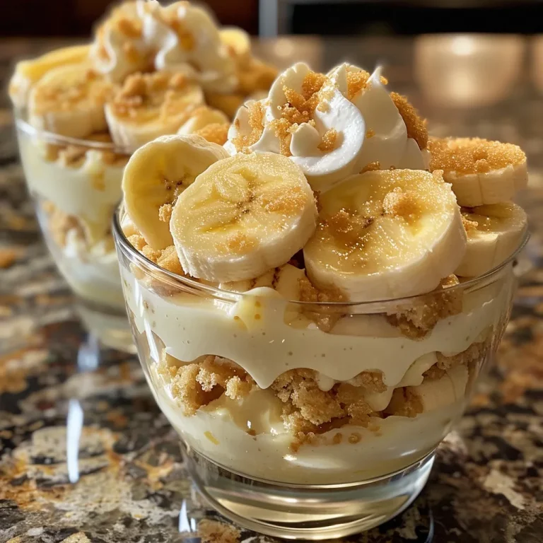 Elevate Your Dessert Game with These Irresistible Banana Pudding Parfaits Juicy Banana Pudding Parfaits in a glass, showcasing layers of pudding and cookies.