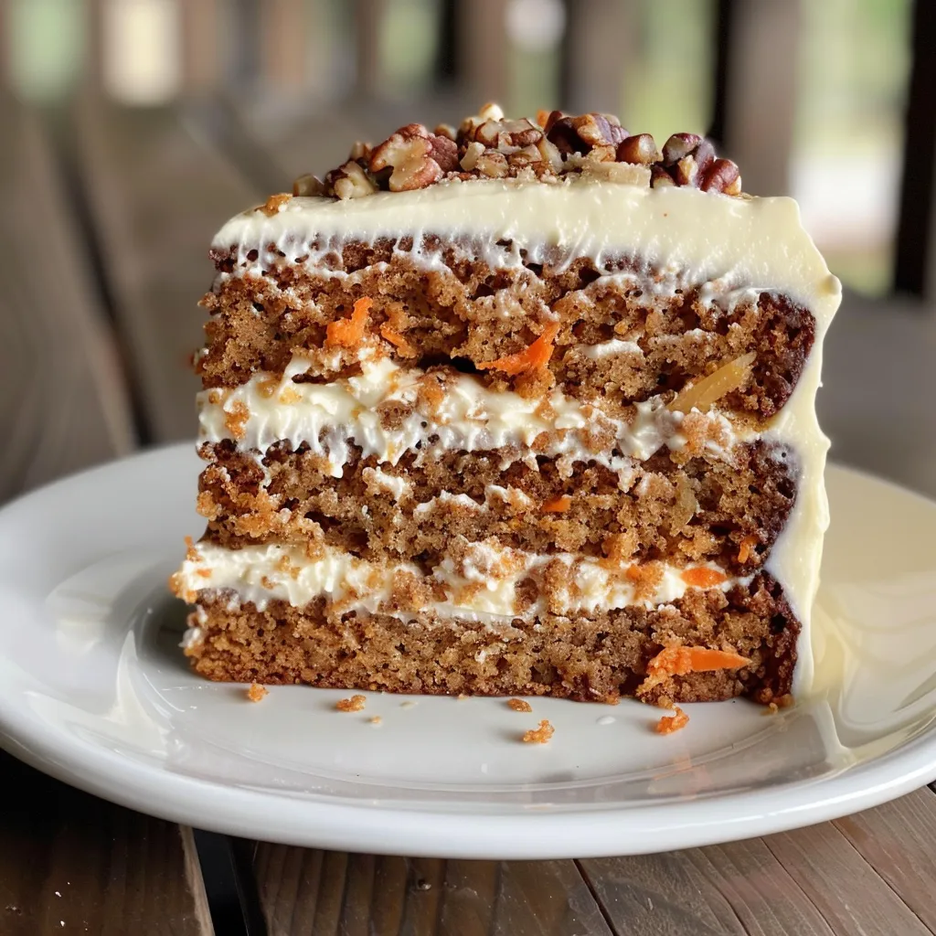 Delicious slice of carrot cake showcasing rich frosting and grated carrots.