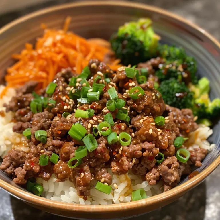 Mouthwatering image of a Korean Beef Bowl highlighting the glossy meat and fresh broccoli.