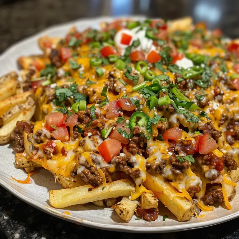 Elevate Your Snack Game with Loaded Nacho Fries Beef Delicious Loaded Nacho Fries served with beef, jalapeños, and sour cream.