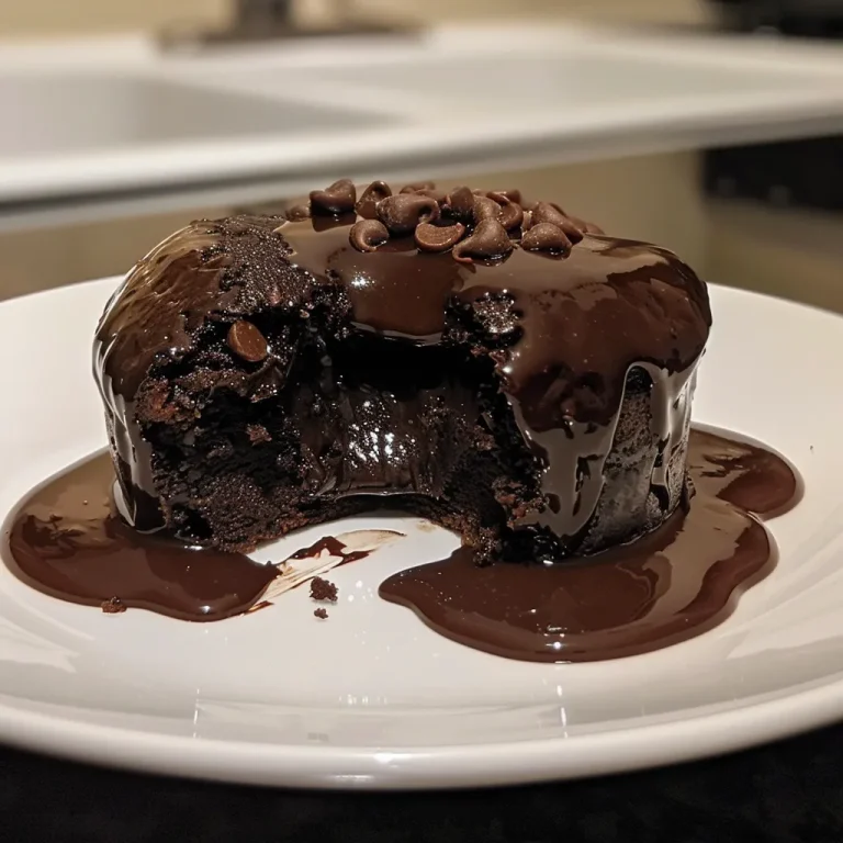 Indulge in Easy Molten Lava Cakes: Your Perfect Mug Dessert Awaits! Captivating close-up of a luscious molten lava cake, highlighting its texture.