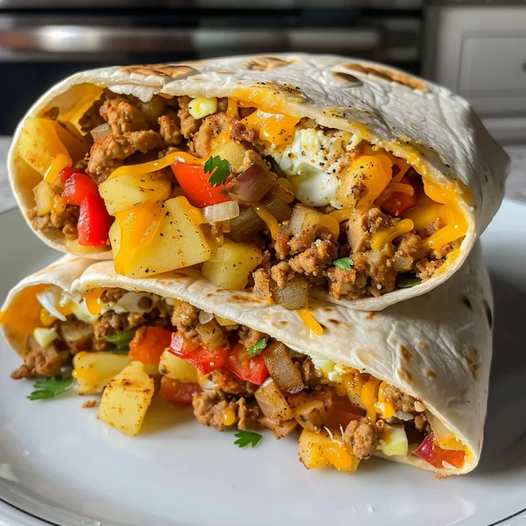 Juicy breakfast burritos stacked on a plate, revealing fresh diced peppers and onions inside.