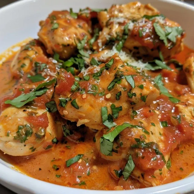 Deliciously plated creamy tomato basil chicken, highlighting its vibrant colors and creamy texture.