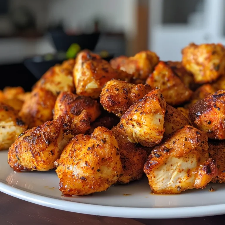 Crispy Air Fryer Chicken Bites A Flavorful Twist on a Family Favorite Close-up of juicy air fryer chicken bites with a golden-brown crust.