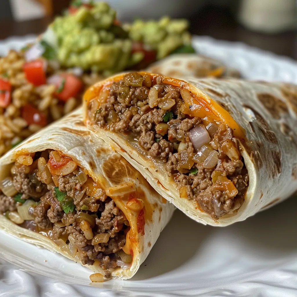 A delicious arrangement of beef burritos filled with colorful ingredients.