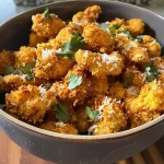 Close-up view of crispy chicken popcorn bites on a plate.