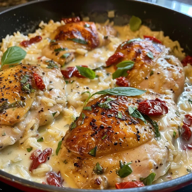 A Taste of Italy Mastering Creamy Tuscan Chicken and Rice Close-up view of creamy Tuscan chicken and rice dish with vibrant colors and textures.