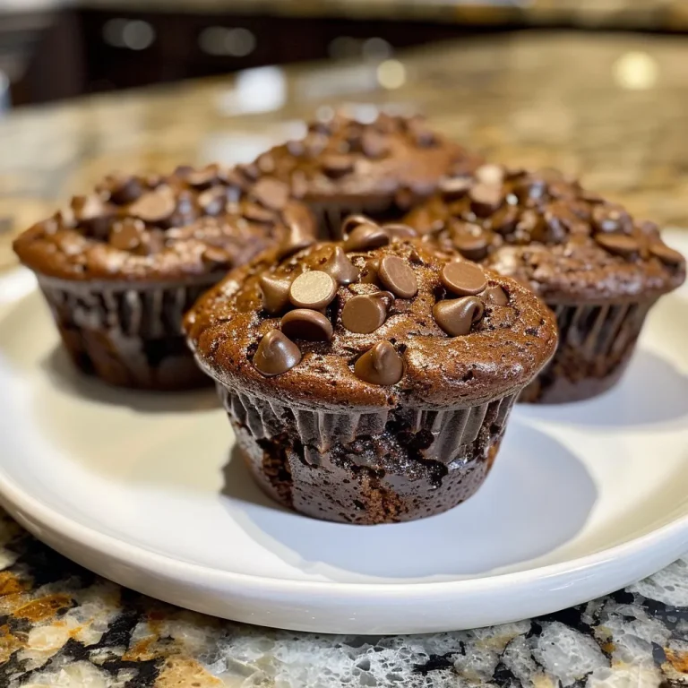 Indulging in Decadence The Joy of Double Chocolate Banana Muffins Close-up side view of a double chocolate banana muffin highlighting its moist texture.