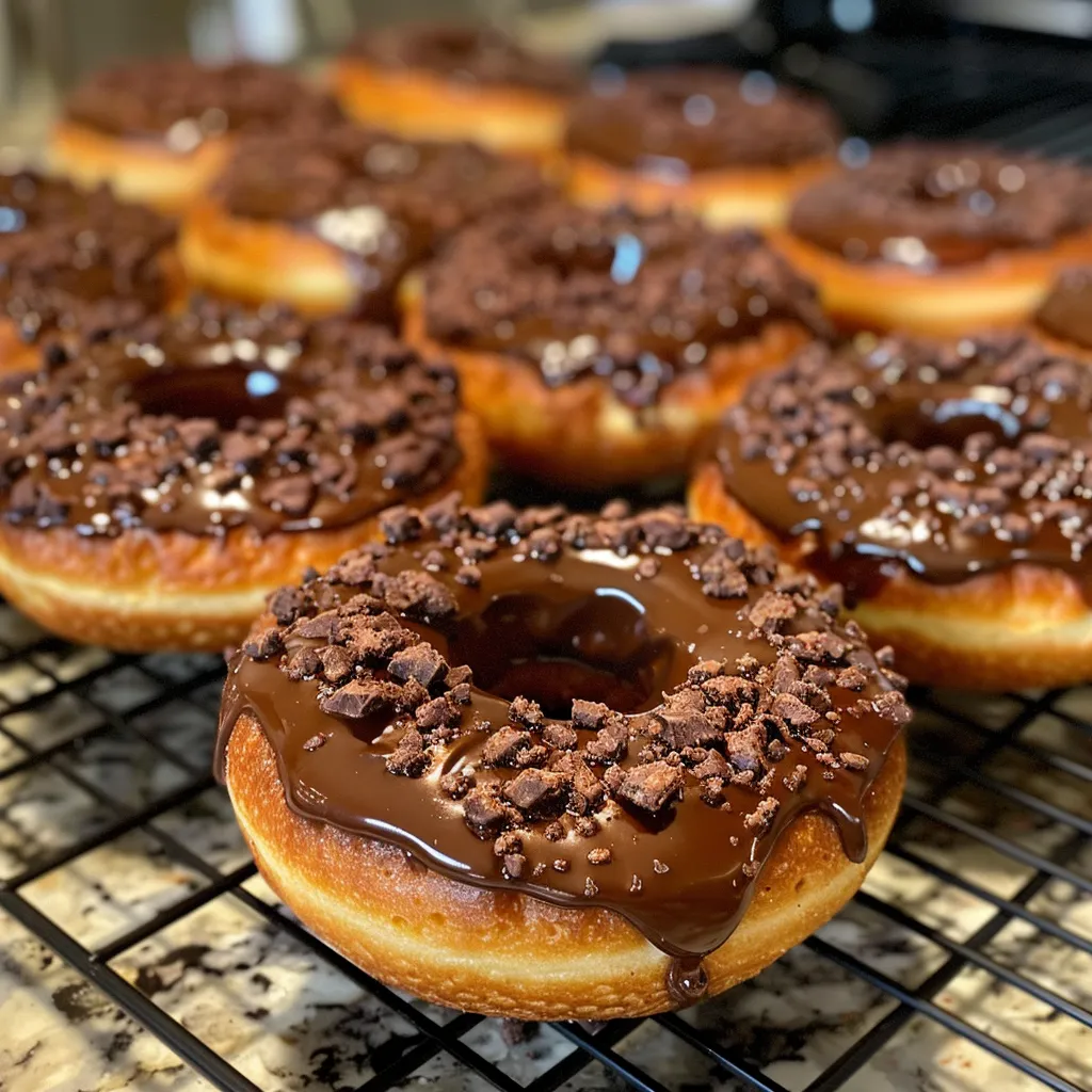 Glazed protein donut with a rich chocolate color and a soft texture.