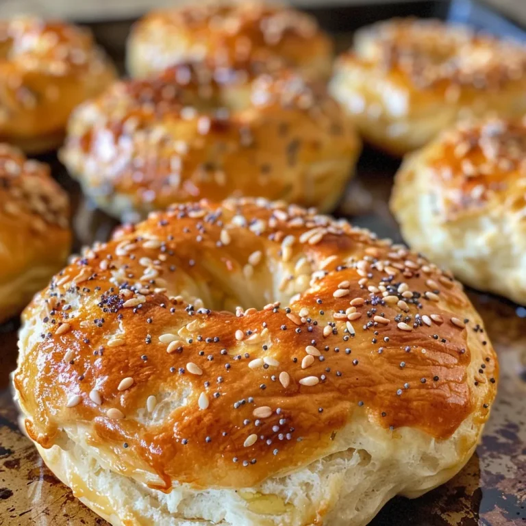 Bagel Bliss: Elevate Your Breakfast with Fluffy Cottage Cheese Freshly baked cottage cheese bagels, displaying a light and airy texture along with a shiny, golden crust.