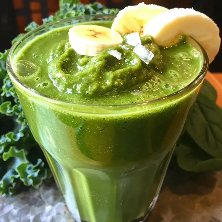 Close-up view of a green apple smoothie in a glass with a straw.