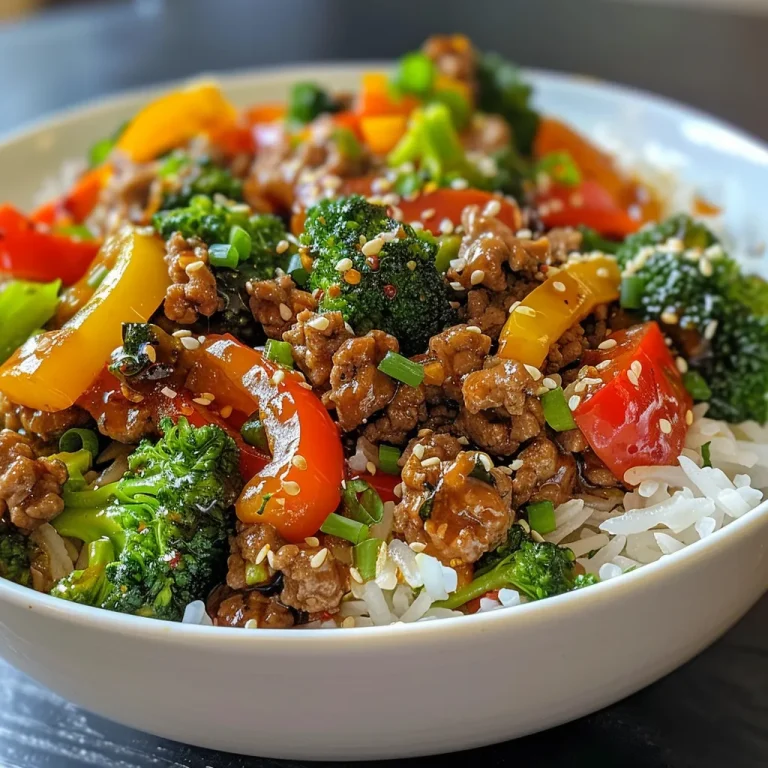 Whipping Up Joy: Quick Ground Beef Teriyaki Stir Fry for Busy Nights Side view of a delicious ground beef teriyaki stir fry showcasing fresh vegetables and glossy sauce.
