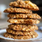Close-up side view of Healthy Apple Pie Oatmeal Cookies with a golden-brown crust.