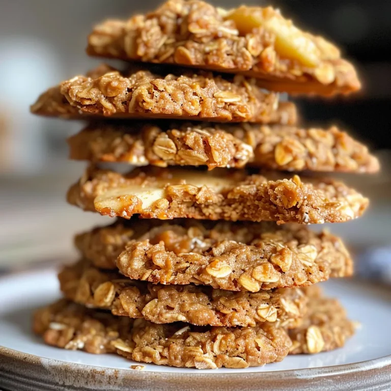 Close-up side view of Healthy Apple Pie Oatmeal Cookies with a golden-brown crust.