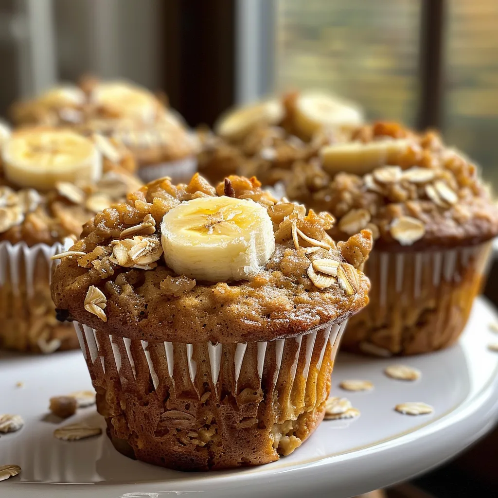 Juicy and delicious Healthy Banana Oatmeal Muffins, showcasing their moist texture.