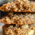 Close-up side view of healthy oatmeal apple cookies with a golden-brown color.
