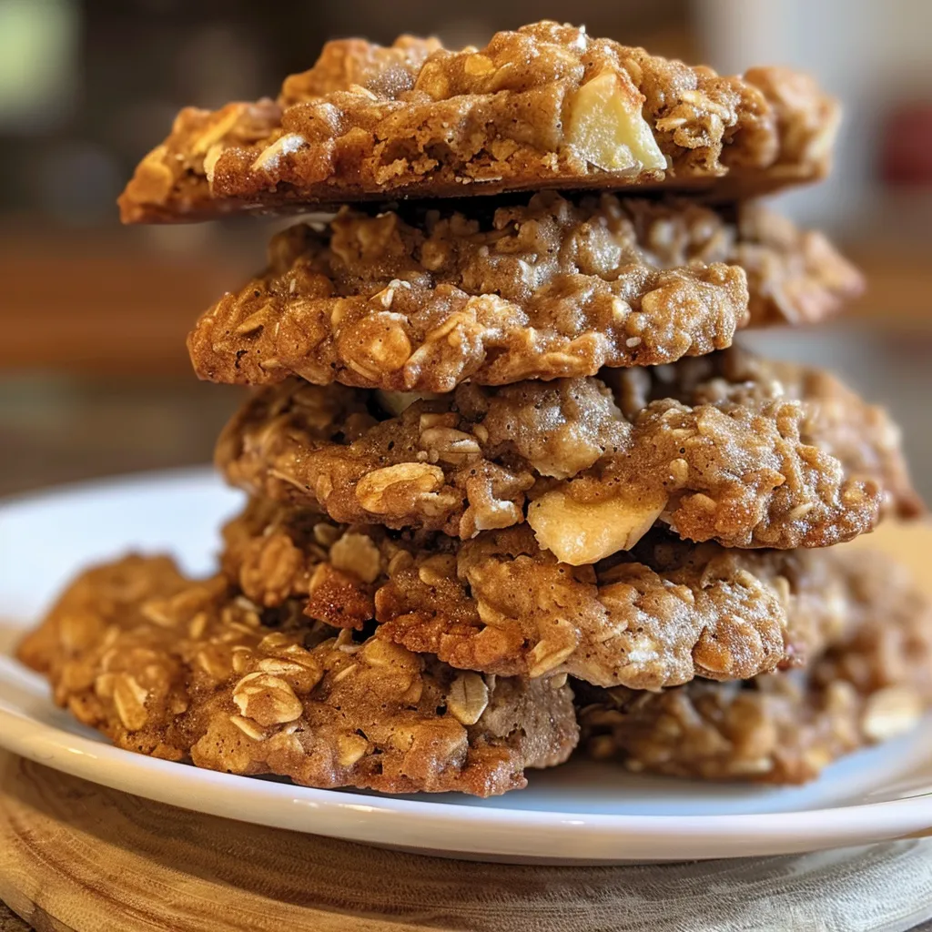 Juicy and textured healthy oatmeal apple cookies displayed on a plate.