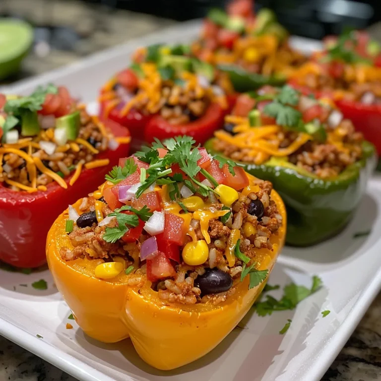 Side view of vibrant bell peppers loaded with a flavorful taco mixture.