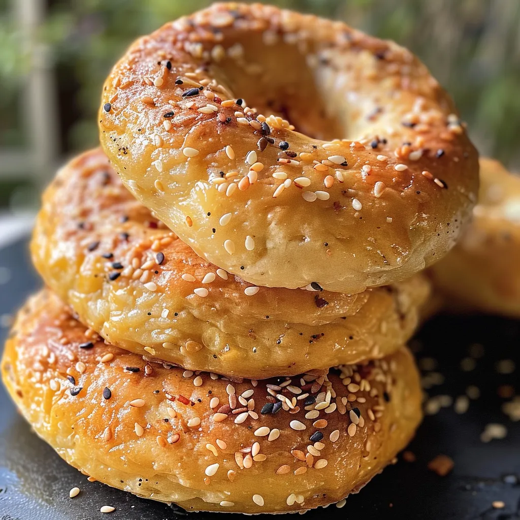 Delicious-looking bagel made with cottage cheese, captured from the side.