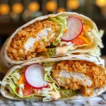 Delicious Honey Mustard Chicken Wrap with fresh vegetables and chicken tenders.