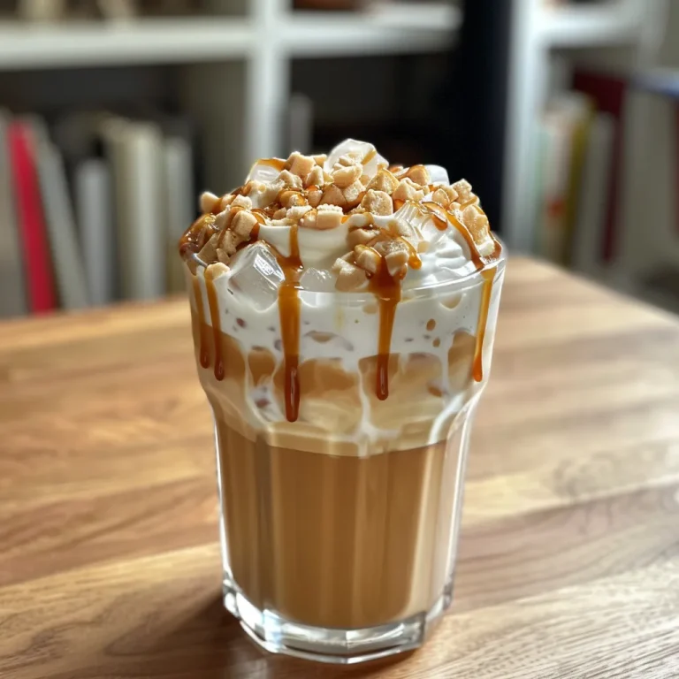 Brew Your Own Bliss The Ultimate 5-Minute Iced Caramel Latte Recipe A close-up view of a delicious iced caramel latte in a clear glass, showcasing layers of milk, espresso, and caramel.