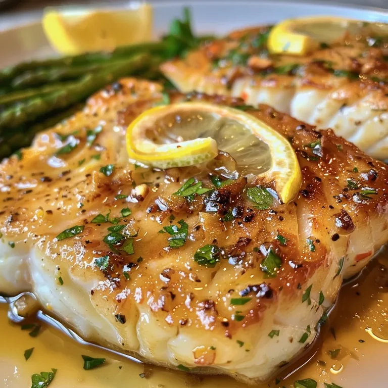 Brighten Your Dinner with This Quick Lemon Butter Cod Skillet Freshly cooked cod fillets in lemon butter, featuring garlic and herbs, in a frying pan.